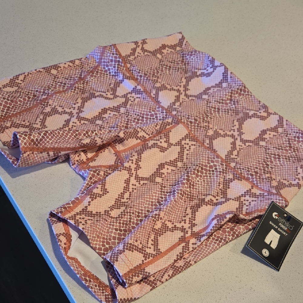 Pink Snake Print High-Waisted Shorts